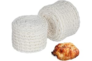 DOITOOL Meat Netting Roll : 2 Rolls Cotton Ham Elastic Netting Meat Poultry Butcher Twine Net Cooking Twine for Sausage Turkey Ham Making Supplies 1m/3m White