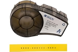 Brady Ruban d'Étiquette PermaSleeve en Polyoléfine Thermorétractable pour Imprimantes M210 & M211 - Étiquetage Câbles et Fils - Noir sur Jaune (11.15 mm x 2.10 m) - M21-250-C-342-YL