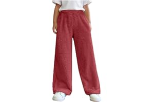 MEIHAOYIT Mädchen Baggy Hose Winter Plüschhose Unisex Thermohose Elastischem Bund Freizeithose Dicke Latzhose Essentials Jogginghose Warm Trainingshose Loose Hosen mit Tasche 4-15 Jahre