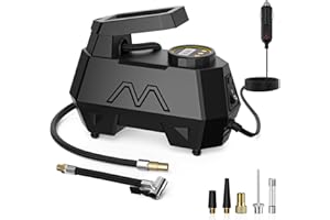 MOTORENBAU Elektrische Luftpumpe Auto, Tragbarer Reifenfüller, Luftpumpe für Autoreifen, 12-V-Gleichstrom-Autopumpe mit digitalem Manometer und LED-Notleuchte für Auto und Motorrad