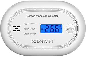 XINDUM Carbon Monoxide Detector with LCD Digital Display, CE Certified CO Alarm with Sealed in 10 Year Battery, Standalone Audible CO Detector for Home,White,1 Pack