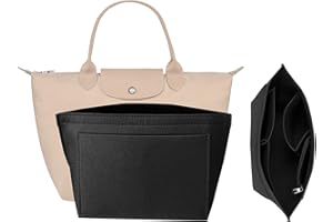 XSDSLS Organisateur de Sac en Feutre Organiseur de sac à main pour sac Le pliage Femme Organiseur de sac Rangement pour Sac Longchamp (Noir, L)