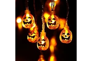 NEXVIN Halloween Decorazioni con 20 Zucca, Lampada Pumpkins Catena Luminosa Esterno 20 LED 2M, Luci Decorazione Halloween, Luci a Batteria per Esterno ed Interno