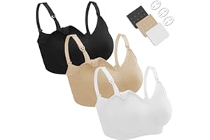 Dresime Soutien-Gorge d'allaitement 3PCS sans Couture Soutien Gorge Maternité sans Armature Bra de Grossesse avec Extra Extenseurs de Soutien-Gorge et Pinces pour Les Femmes