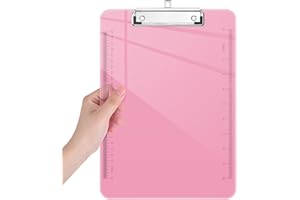 Piasoenc Plastic Clipboards, Translucent Clip Board with Low Profile, Office Supply, School Supplies, Letter Size 12.5 x 9 Inches,Pink