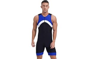 Hedmy Men's One Piece Bodysuit Wetsuit Sleeveless Front Zip Swimming Surfing Swimsuit Sun Protection Swimwear