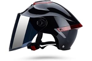 Galatée Kaski motocyklowe z otwartą twarzą dla dorosłych z wizjerem. Stylowy kask do rowerów, cruisers, quadów, skuterów, przejdź test kolizyjny, aby sprostać bezpieczeństwu na drodze