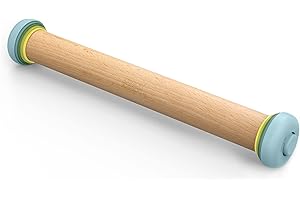 Joseph Joseph Duo Wałek do ciasta z regulacją grubości, wałek do pieczenia i ciasta, drewno bukowe