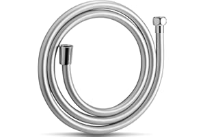 OFFO Manguera Ducha 1.6m,Con protección Antitorsión,Manguera de Ducha de PVC,Flexo Ducha de alta presión de Repuesto,Para Grifería de Baño,Plata