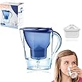 LYLYMYKHH Water Filter Pitcher 3.5L Water Filter Jug with Filter Cartridges Pure Healthy Mineral Water Filter Jug BPA Free Filter Kettle Water Jug Household Water Filter Bottle (Blue)