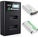Powerextra LCD Dual Ladegerät mit 2 Stück Ersatzakku für Sony NP-BX1 passend zu Sony CyberShot DSC HX90 HX95 HX99 RX100 WX350