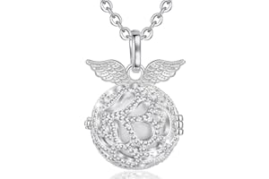 AEONSLOVE Chime Ball Pregnancy Necklace Pendant Angel Wing Music Wishing Bola Locket for Mom Baby Best Jewellery Gift