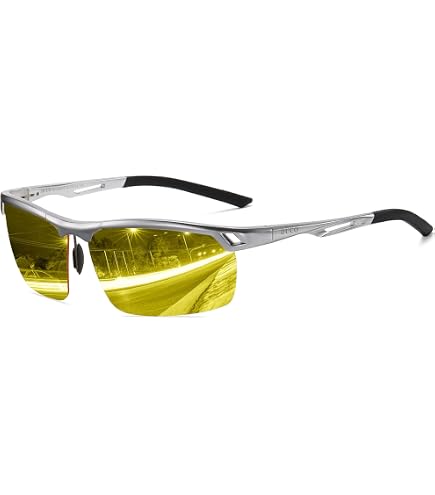 DUCO Lunettes De Conduite De Nuit Polarisées Jaunes – Anti-Éblouissement Phares, Pluie & Brouillard – Conduite Nocturne Plus Sûre (Cadre Noir)