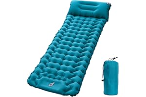 LOTUS POWER Matelas de Voyage extérieur Portable étanche à l'humidité pour randonnée/Camping/Pique-Nique, Coussin d'air Tapis Gonflable en Nylon Bleu Paon pour visites touristiques/Trek