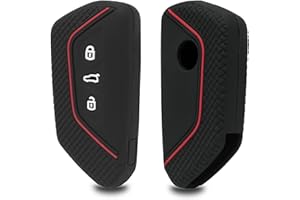 RYHX Cover Chiave Auto compatibile con VW Golf 8, Cover Chiave a 3 Pulsanti in silicone, Nero