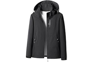 KHIRVWL Parka da Donna Leggero Soft Shell Giacca da Trekking Lunga Impermeabile Antivento Soft Shell Giacca a Vento con Cappuccio per Escursioni in Montagna Pioggia Giacca Lunga Softshell Cappuccio