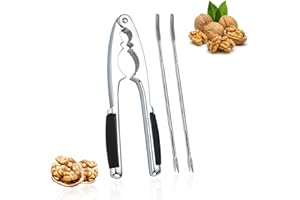 NINVVS 1-Pcs Nutcracker and 2-Pcs Stainless Steel Forks, Nutcracker,Non-Slip Silicone Handle, Walnut Cracker, Multifunctional Nutcracker for Nuts, Hazel, Walnuts and Seafood