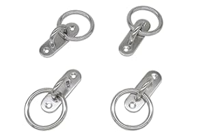 NOVSINO Gancio da soffitto o da parete in acciaio inox, fissaggio a vite M6, gancio con anello, cinghia con occhiello per pad, punto di ancoraggio, confezione da 4