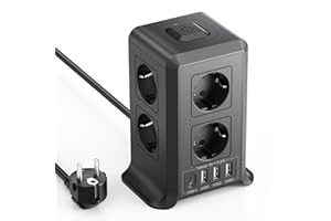 Mehrfachsteckdose mit USB-C, 8 Fach Steckdosenleiste mit Schalter, steckerleiste mit 4 USB, Mehrfachstecker 3M Verlängerungskabel, steckdosenwürfel mit Überspannungsschutz für Zuhause, Büro,Küche
