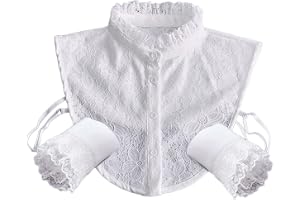 Femmes Mignon Froncé Dentelle Florale Demi-Chemise Faux Col Et Poignet Manchettes Faux Ensemble De Manches Faux Ensemble Vintage Costume Col Amovible