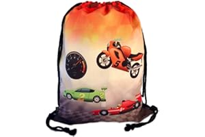 HECKBO Samochód wyścigowy gimnastyczny dla chłopców i dziewcąt - można prać w pralce - 40x32cm - odpowiedni do przedszkola, szkoły, żłobka, podróży, sportu - plecak, worek, torba do zabawy