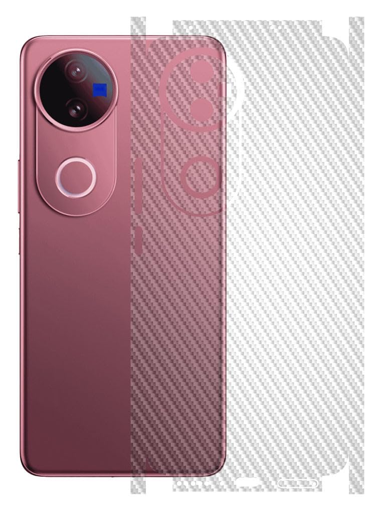 AtOdds Mobile Skin Sticker Wrap | Compatible for VIVO V50 (5G)| Scratchproof Matte Finish | Full Coverage for All Sides & Camera Protection (Transparent CarbonFiber)