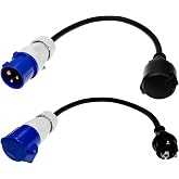 Afeld Elektro 2 x CEE Adapter CEE Connector to Schuko Coupling Schuko Connector to CEE Socket 230V 16A for Camping and Motorh