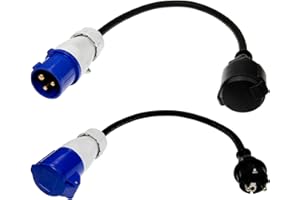 Afeld Elektro 2X CEE Adapter CEE-Stecker auf Schuko-Kupplung Schuko-Stecker auf CEE-Steckdose 230V 16A für Camping & Wohnmobil