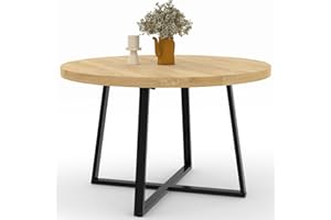IDMarket Selma Mesa de comedor redonda para 4-6 personas, madera y negro, 110 cm