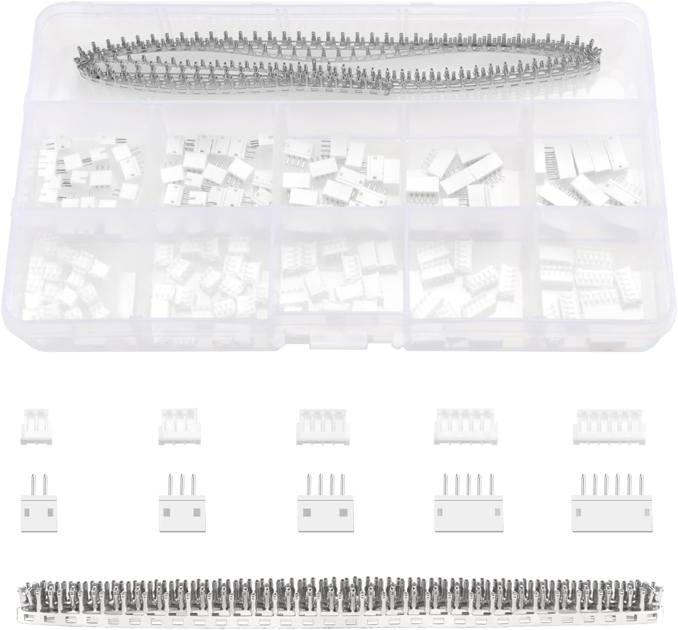 Lyeteung 420 Piezas Kit de Conectores JST de 1.5 mm, JST-ZH 2/3/4/5/6 Pin Cable Adaptador Conector Socket Macho y Hembra, con Terminal de Crimpado Pin
