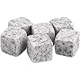 Incrizma Set of 6 Beverage Chilling Stones [Chill Rocks] Whiskey Stones for Whiskey and Other Beverages - in Velvet Carrying Gift Pouch - Made of Soapstone (Grey & White)