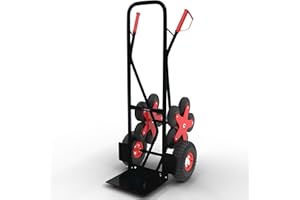 MAXCRAFT Sackkarre Treppenkarre bis 200 kg Treppensackkarre Transportkarre Treppensteiger - 12 Räder in Schwarz