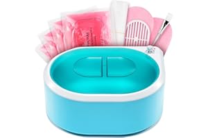YAOBLUESEA Baño de parafina para manos y pies, Calentador de cera profesional de calentamiento rápido 265W 2000mL con 4x200g de parafina y accesorios Azul-Blanco