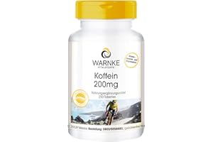 Caféine Comprimés 200mg - Haute Dose - Vegan - 250 Pièces | Warnke Vitalstoffe - Qualité des pharmacies allemandes