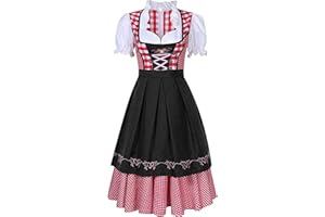 AMLESO Women's German Dirndl Dress,Beer Girl Oktoberfest Bavarian Oktoberfest Costume Traditional Dirndl Dress October Festival Costume Women Fancy Dress Costume for Oktoberfest Carnival Halloween