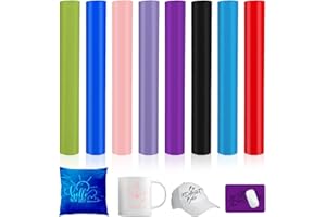 VOHESEA Infusible Transfer Ink Pack of 8 Infusible Ink Film, 30.5 x 30.5 cm Infusible Transfer Paper, Insoluble Sublimation Ink Sheet for Heat Press Machine for DIY T-Shirt, Cup, Coaster, Leather (8 Colours)