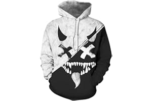 EUDOLAH Men's Long Sleeve Sweatshirts Neon Printed Hoodies 3D Graphic Jumpers Animal Sportswear