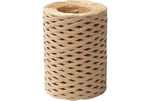 PW TOOLS 150 Raffia Ribbon, Raffia Paper Ribbon for Wrapping and Decoration, Raffia Yarn for Crochet Bags, Raffia Paper Craft Ribbon for Crochet Crafting