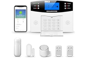 Clouree 2G Système d’Alarme Domestique Avec Clavier, système d’Alarme de sécurité à Domicile gsm Avec capteur de détecteur Infrarouge, capteur de Portes/fenêtres, Kits antivol à Domicile 6 pièces
