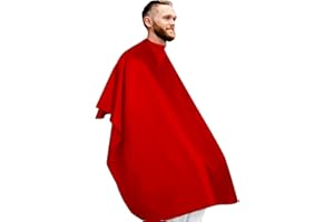 aashta® mantella parrucchiere taglio capelli, mantella barbiere leggera, mantella taglio parrucchiere professionale e uso domastico chiusura a bottoni 143 * 126 colore rosso