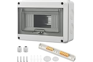 JEEJINYAN Sicherungskasten Aufputz 1 Reihig IP65, Aufputz Verteilerdose mit 8 Module Aufputzverteiler, mit Messingklemmen, für Garten Oder Außenbereichen, Villen, Ladesäulen