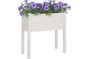 Deufre Jardineras Exterior 70 x 31 x 70 cm, Maceteros de Madera para Plantas, Macetero Grande,Jardinera de Madera,Jardín Balcón o Terraza Huerto Urbano Blanco