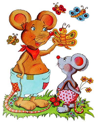 Fensterbild – Tiere – nostalgisch – Igel – Maus – Elefant – statisch haftend – Sticker Fenstersticker / z.B. für Fenster und Spiegel – Aufkleber selbstklebend wiederverwendbar – Fensterfolie Fensterdeko - 2