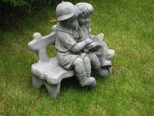 Nr.112 Kinder Junge und Mädchen auf Bank 2-Set ca. 21 kg Frostfest Stein - 3