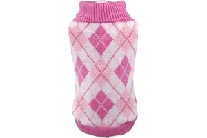 YAOTT Caldo maglioncino per Cani Motivo Geometrico, Maglioni Invernali per Maglia per Piccolo cane Chihuahua Yorkshire Argyle Cappotto veste Abbigliamento per Animale Domestico di Taglia Piccola Rosa S