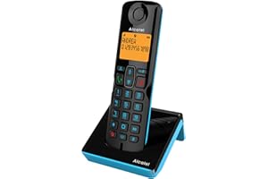 Alcatel S280 noir et bleu, mains libres, fonction blocage des appels indesirables, Repertoire 50 noms et numéros