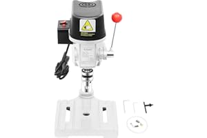 QUIOTUIR Mini Taladro de Banco Taladro de Columna Eléctrico de 3 Velocidades Taladro de Banco Vertical Carrera Máxima 2.5cm para Taladrar Madera, Plástico, Resina, Aluminio, Tableros Compuestos