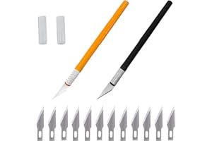 LEFSDVF 14 pcs Precision Craft/Hobby Knife Set with 2 Handles + 12 Spare Replacement, for Making Scrapbooking Stencil, Phone, PC, Tablet, Drone Repair, DIY Art Work Cutting Sculpture
