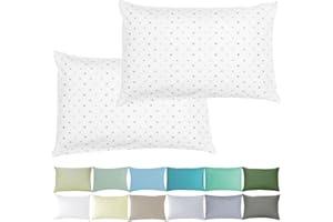 ‎P'TIT BASILE P'tit Basile - Kissenbezug 40x60 cm - 2er Pack Baby Kopkissenbezüge Für Babywiege - Mini -Sterne - 100% Bio-Baumwolle 57 Fäden/cm² ohne schädliche Substanz - Für Kinder Bett 60x120 70x140 cm