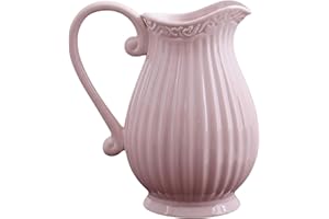 Krug aus Keramik 1,2 L, Pastel Rosa - Wasserkrug, Vase, Pitcher Kanne Karaffe Milchkrug im Landhausstil, Country, French Country, Pastellfarben, Kreidefarben